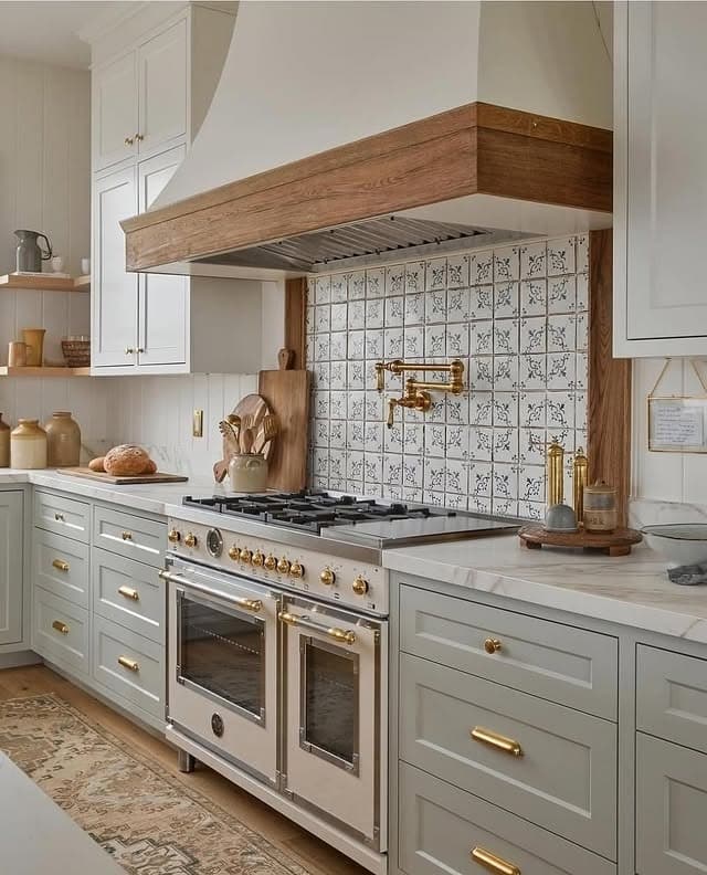 16. Sage Green with Brass Accents - kitchen cabinet ideas