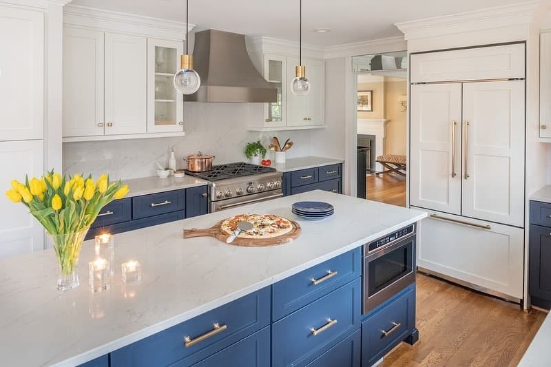 22. Navy and White Two-Tone with Modern Touches - kitchen cabinet ideas