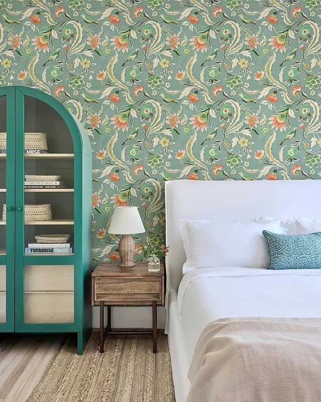 8. Vintage Garden with Modern Simplicity - wallpaper ideas for bedroom