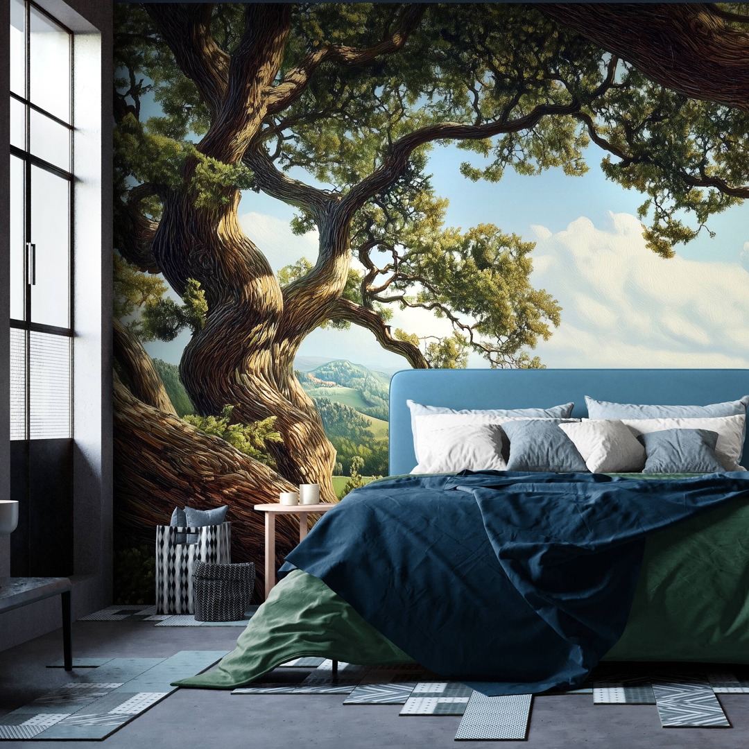10. Scenic Mural with Natural Grandeur - wallpaper ideas for bedroom