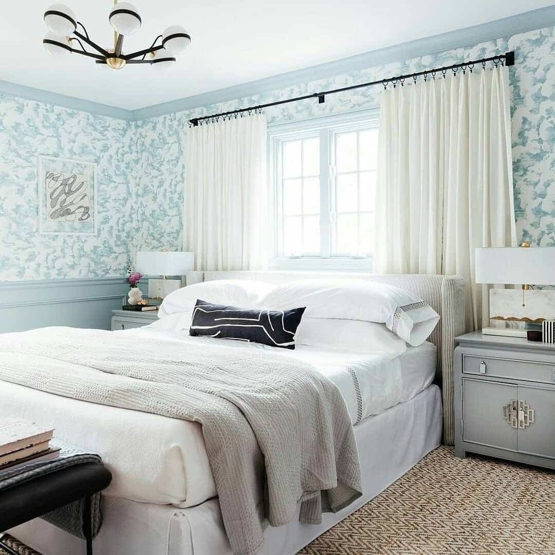 11. Soft Sky Tones with Textured Layers - wallpaper ideas for bedroom