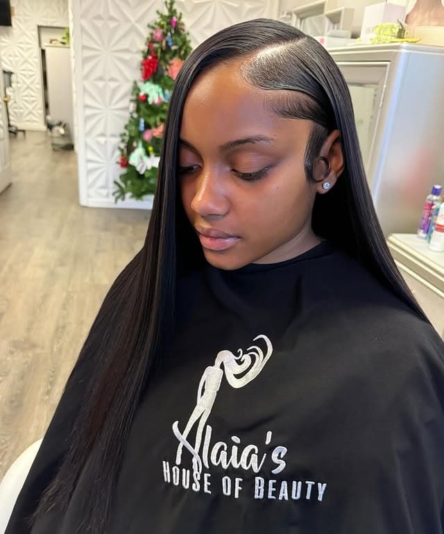 3. Deep Side-Part Silk Press - Quick Weave Hairstyles