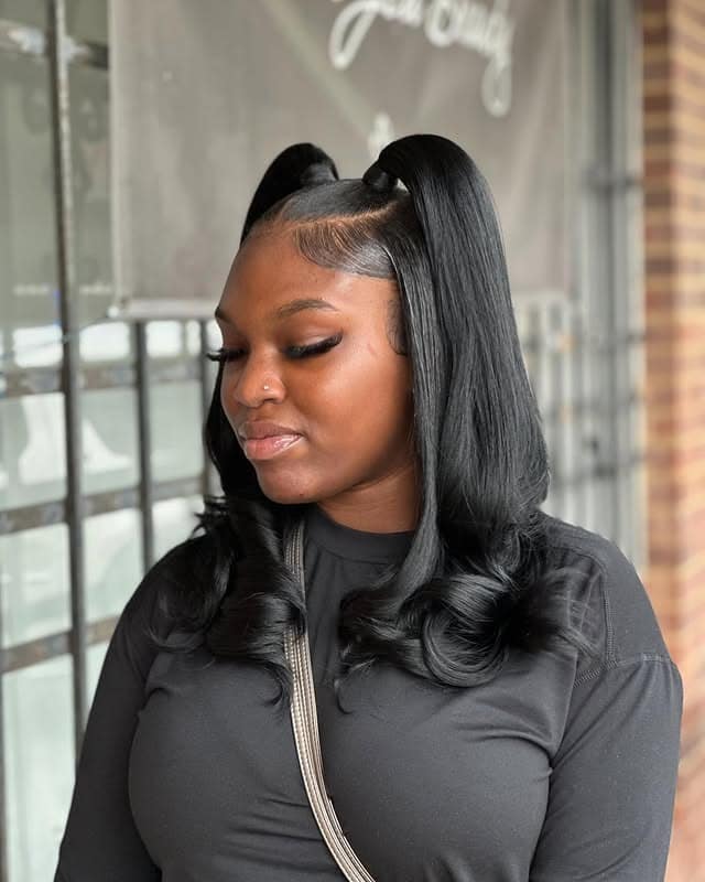 18. Half-Up Ponytail with Flipped Ends - Quick Weave Hairstyles