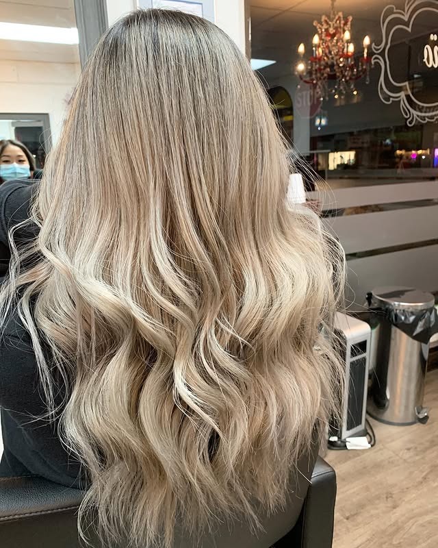 20. Root Melt with Ash Blonde Waves - Light Ash Blonde Hair Color