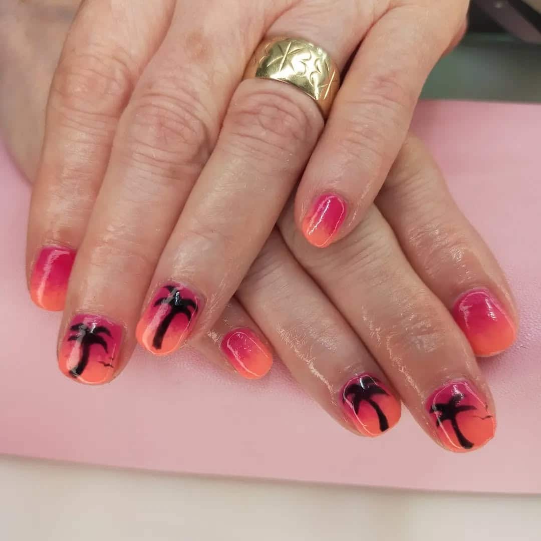 4. Sunset Palms - cruise ship nail ideas