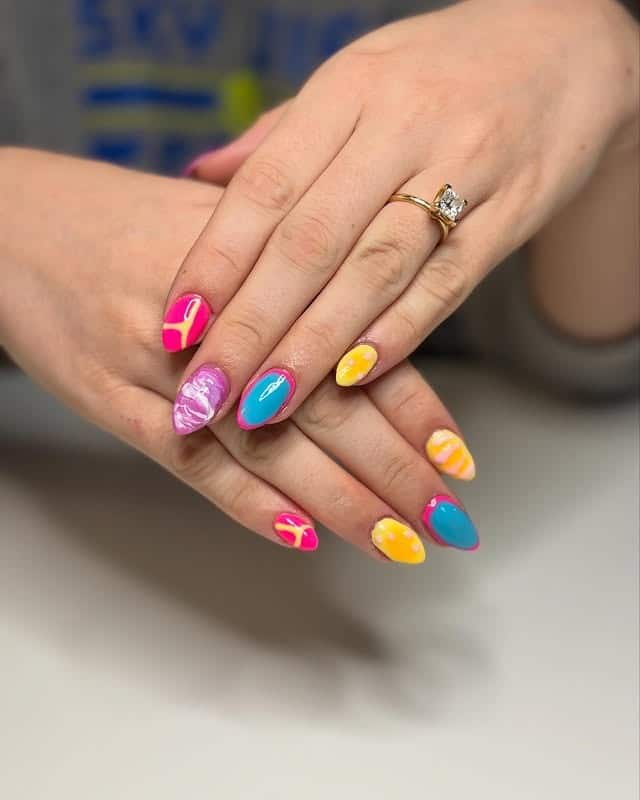 12. Tropical Party Brights - cruise ship nail ideas