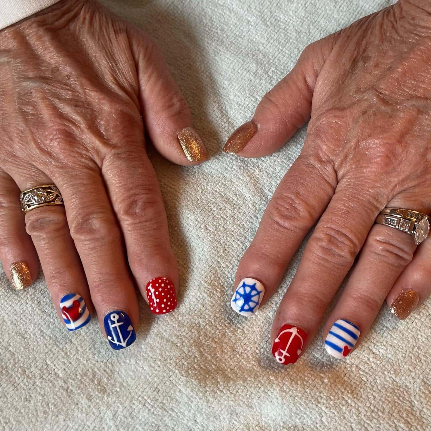 14. Red, White & Blue Cruise Classics - cruise ship nail ideas