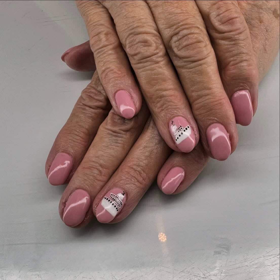 16. Blush Cruise Ship Accent - cruise ship nail ideas