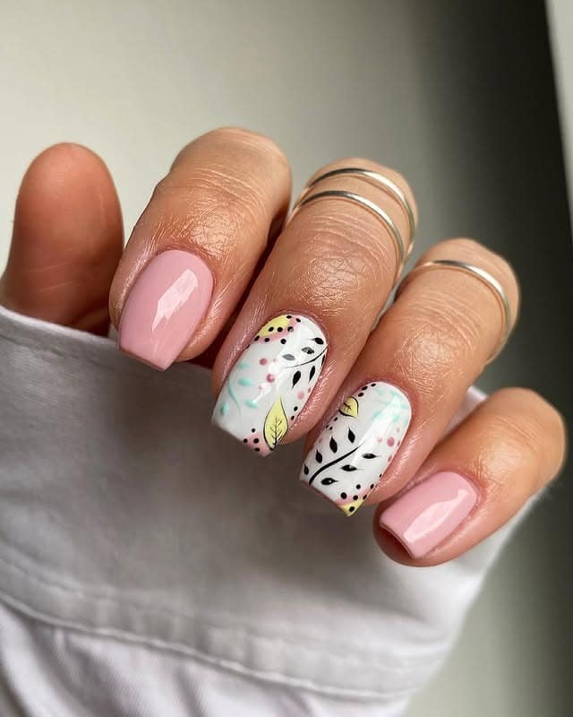 9. Artistic Floral Frames - cute flower nail ideas