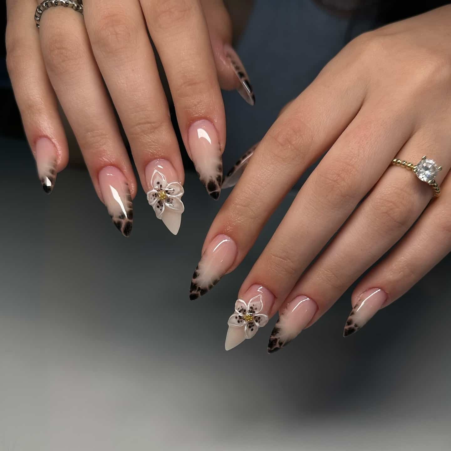 22. Wild Orchid Ombre - cute flower nail ideas