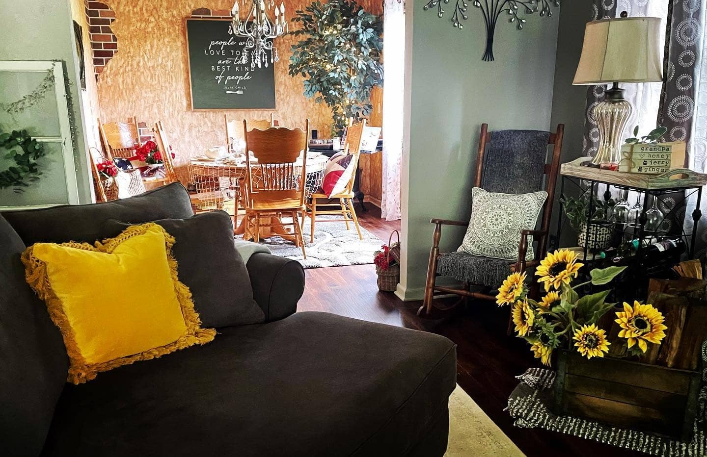 10. Cozy Warmth with Rustic Charm - gray and yellow living room ideas