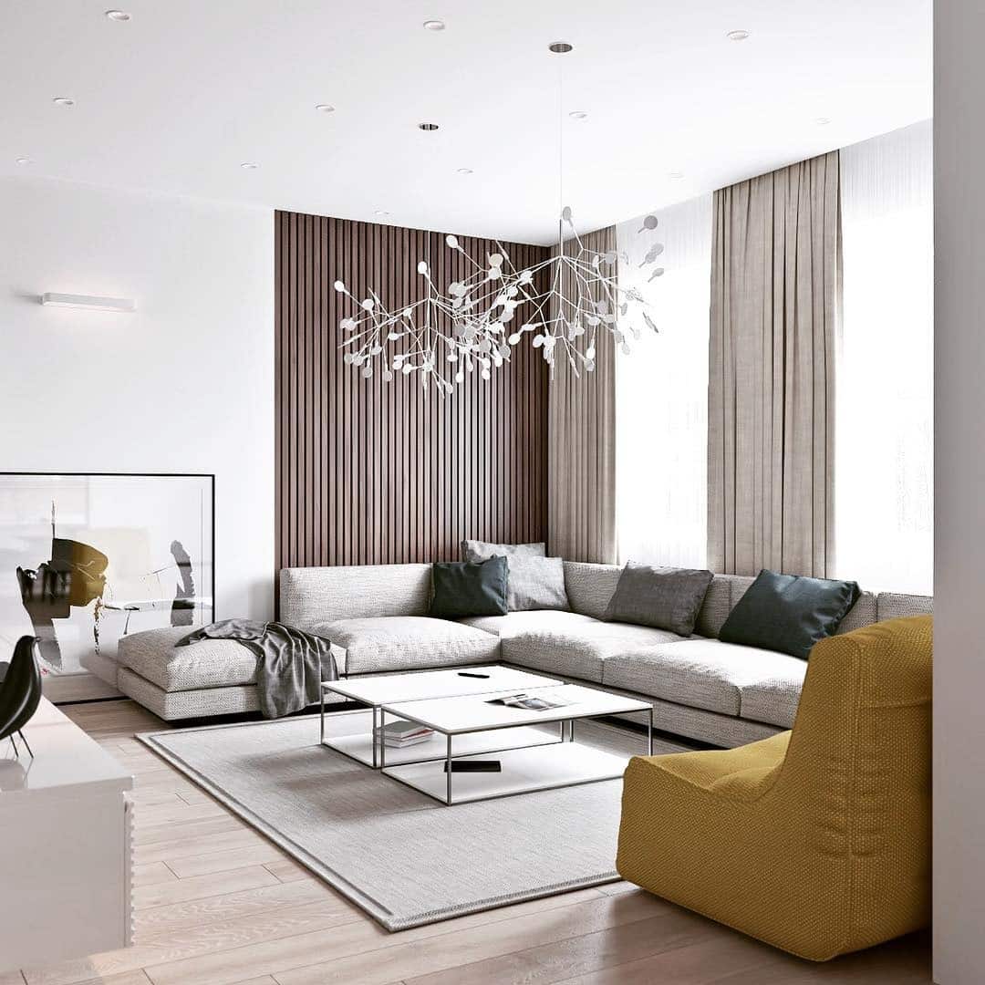 19. Minimalist Gray with a Yellow Accent Chair - gray and yellow living room ideas