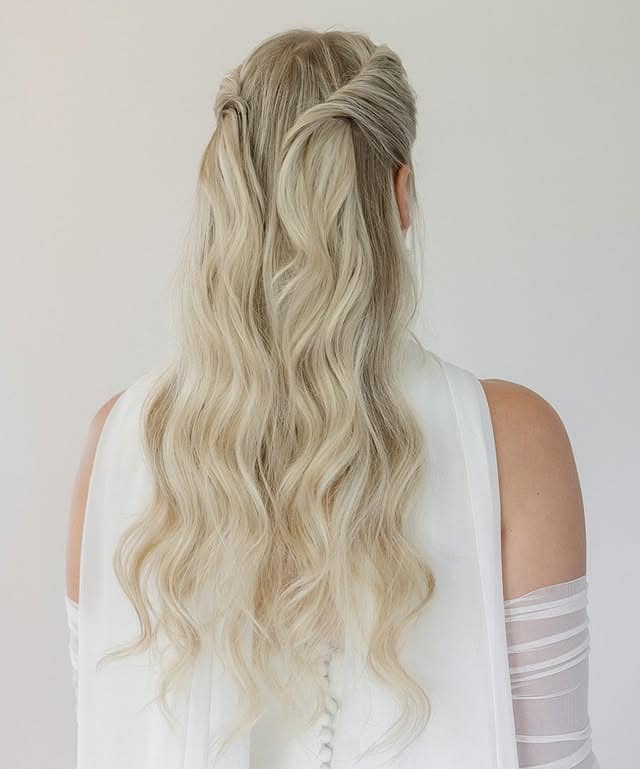 4. Soft Twist Half-Up with Platinum Blonde Waves - Sleek Hairstyles