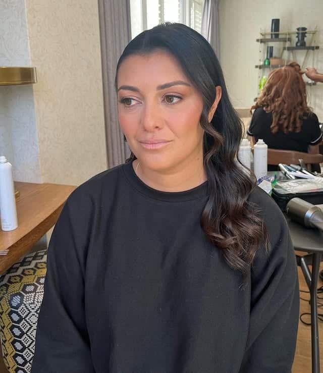 13. Side-Swept Gloss Waves in Dark Mocha - Sleek Hairstyles