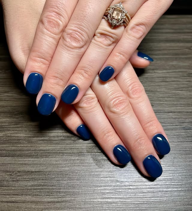 2. Classic Navy-Teal Shine - dark teal nail ideas