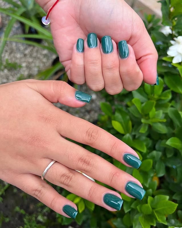 5. Fresh Botanical Teal - dark teal nail ideas