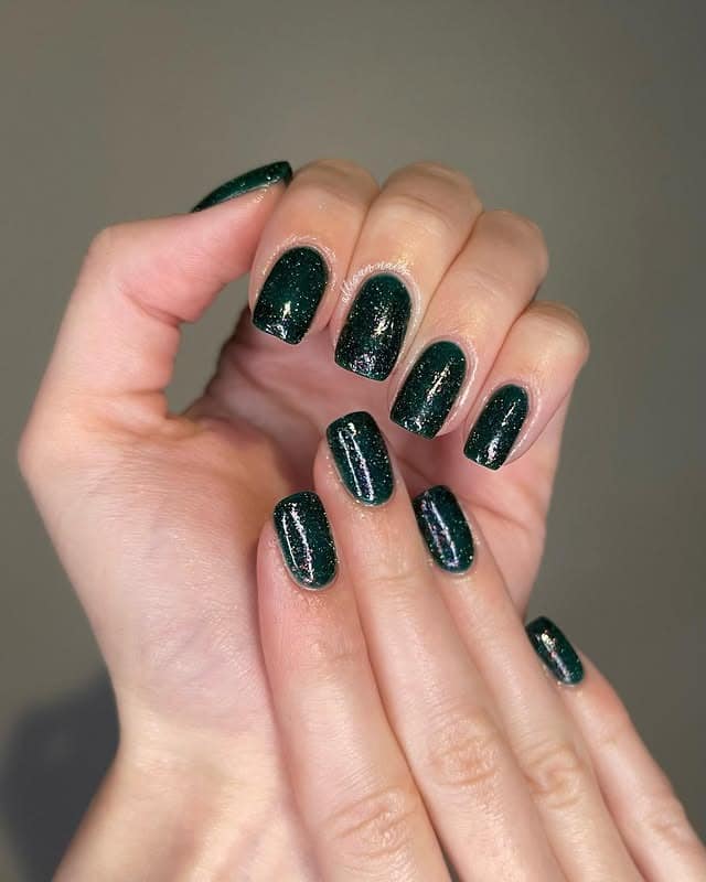 11. Sparkling Teal Elegance - dark teal nail ideas