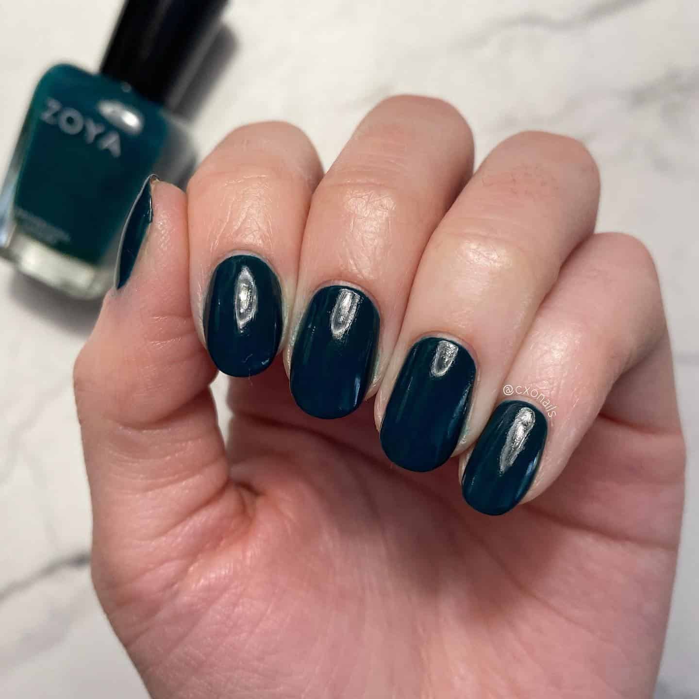17. Teal Perfection with Zoya Polish - dark teal nail ideas