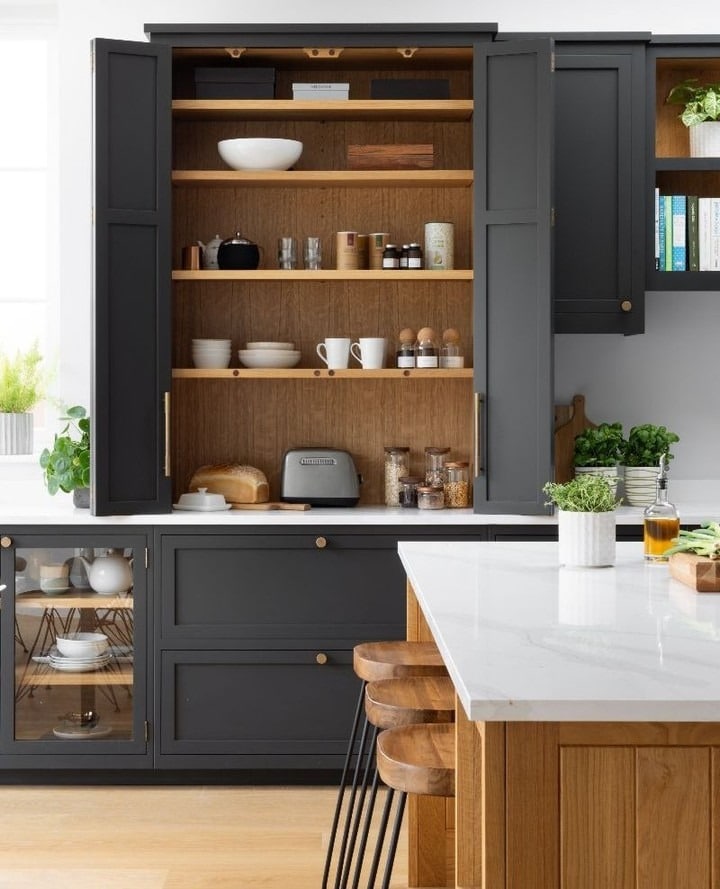 3. Charcoal and Walnut Harmony - countertop ideas for kitchen