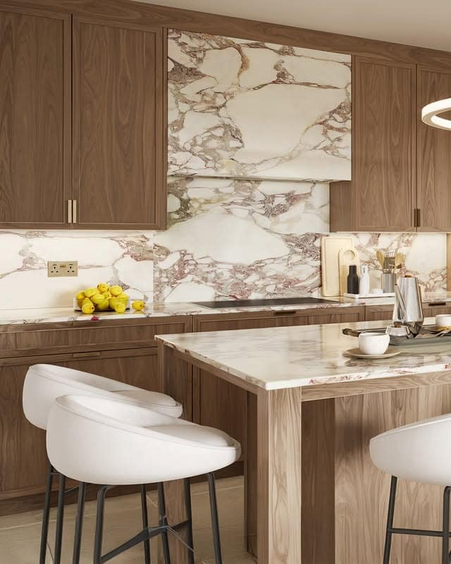 5. Warm Walnut with Dramatic Veins - countertop ideas for kitchen