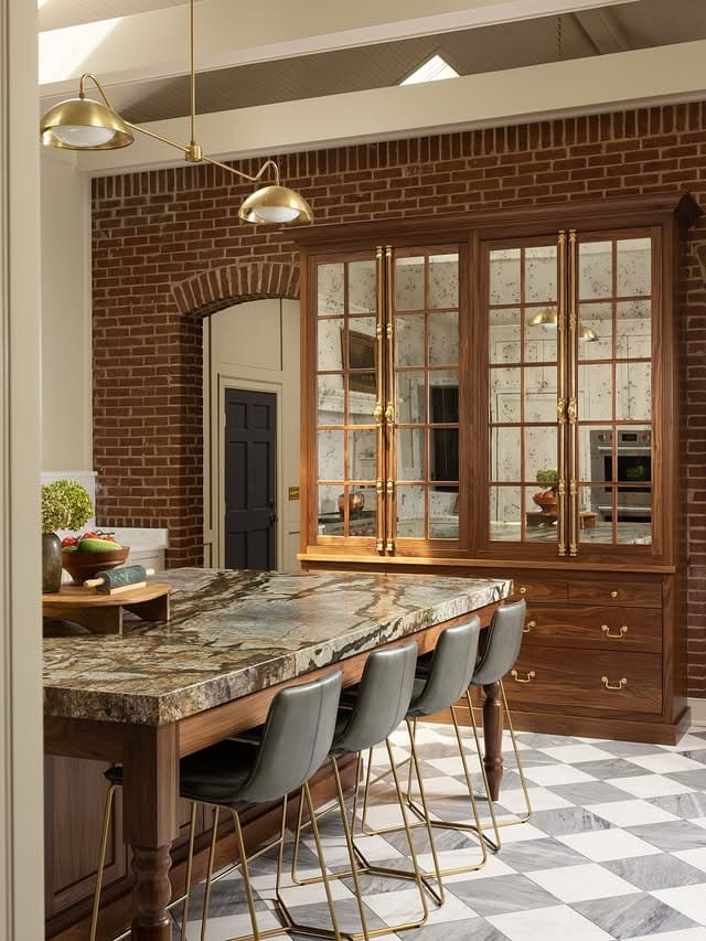 11. Industrial Charm with Earth-Toned Stone - countertop ideas for kitchen