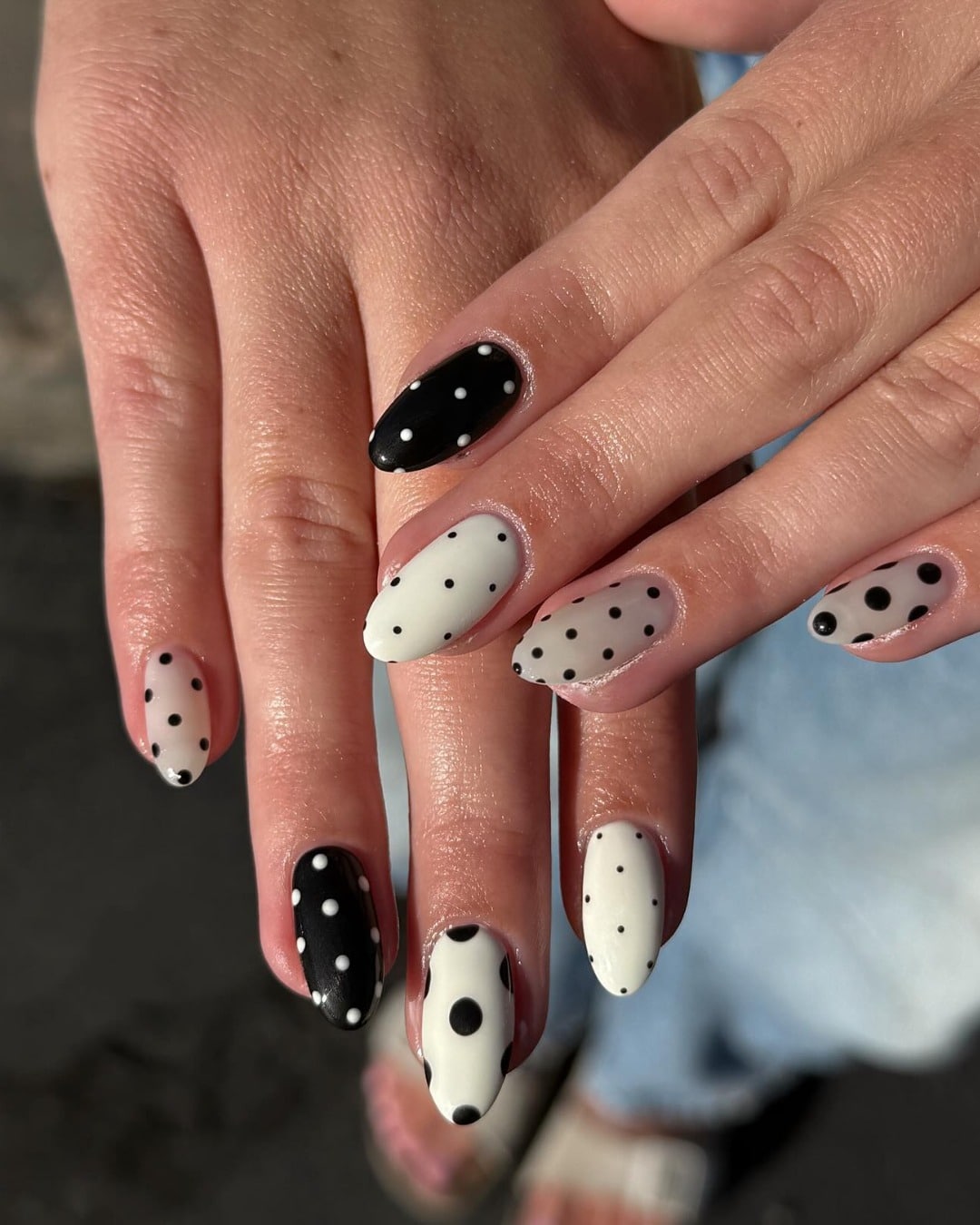 1. Monochrome Polka Perfection - dot nail ideas