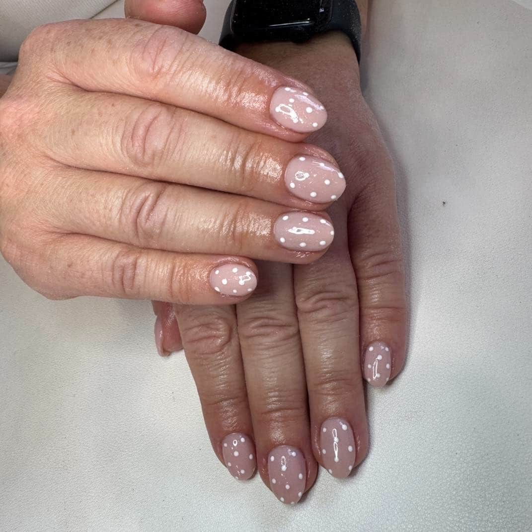 5. Barely-There White Dots - dot nail ideas