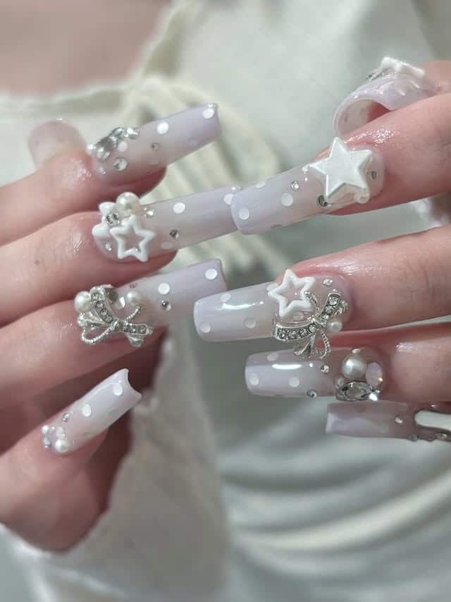 6. Celestial Glam Polka Set - dot nail ideas