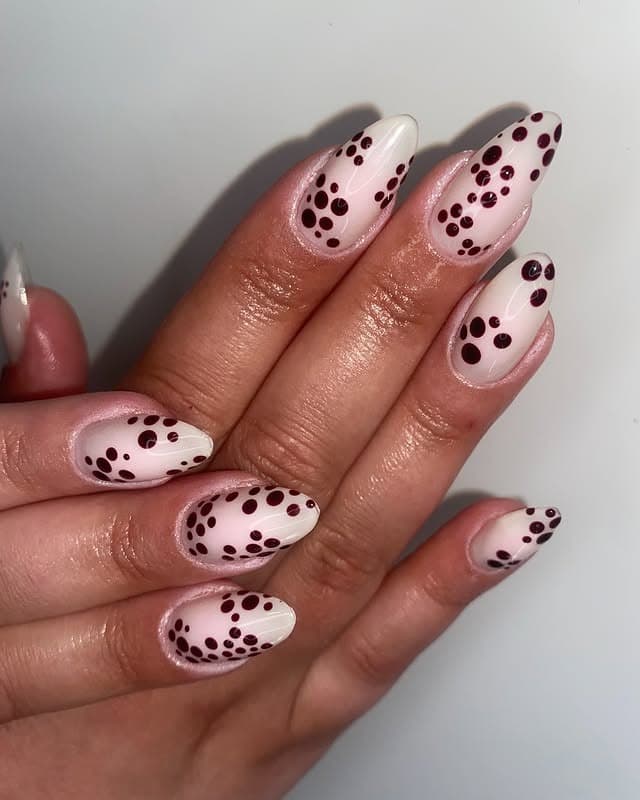14. Wine Dot Gradient on Nude - dot nail ideas