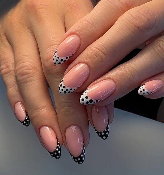 17. Polka-Tipped French Fade - dot nail ideas