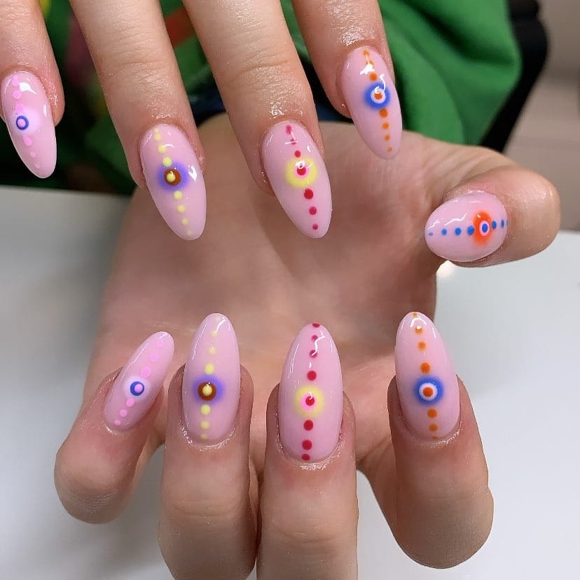 19. Color Pop Dot Art - dot nail ideas