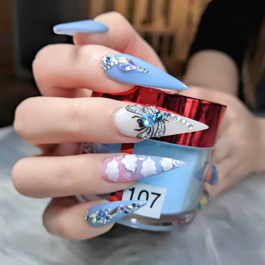 19. Sky Gem Dragonfly Nails - dragonfly nail ideas