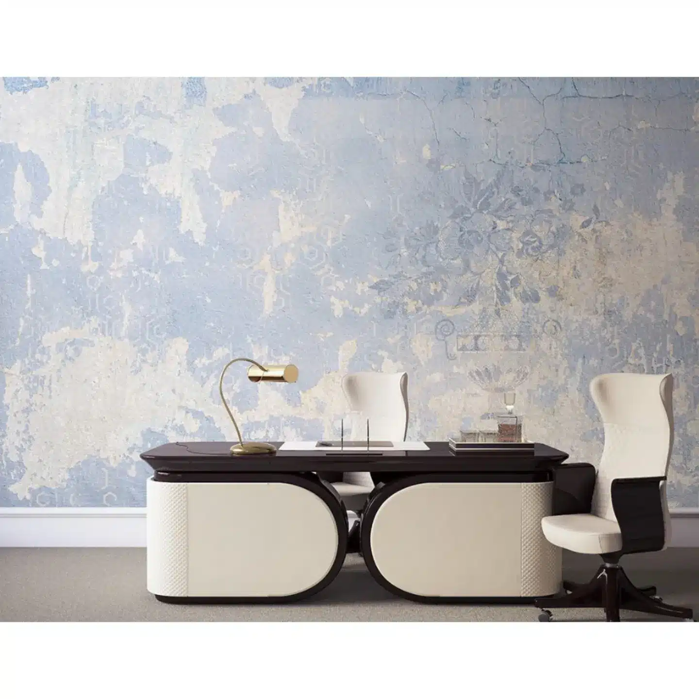 2. Modern Elegance in Blue and Ivory - wallpaper ideas for office