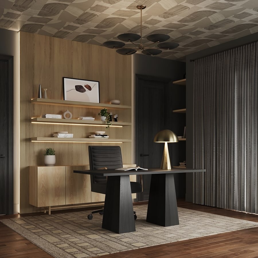 5. Sophisticated Minimalism with Warm Neutrals - wallpaper ideas for office
