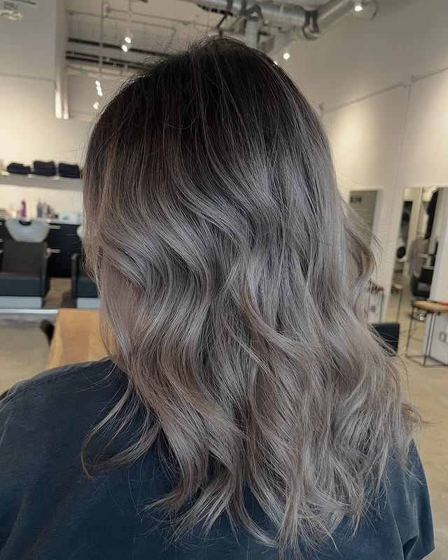 13. Ash Mushroom Mid-Length Waves - Mushroom Hair Color