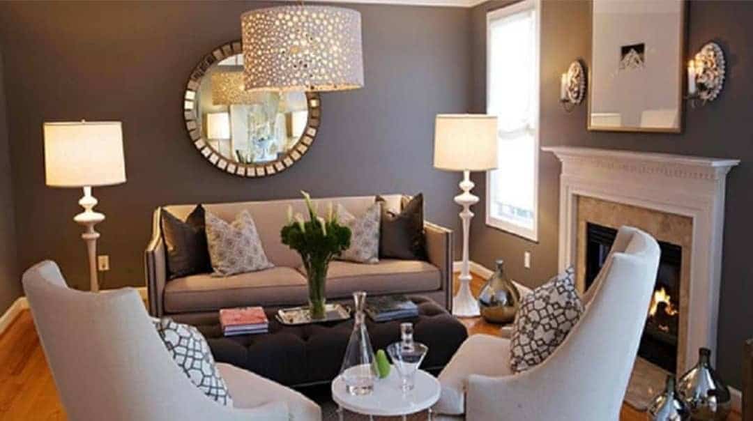 3. Sophisticated Contrast with Gray and Metallics - small living room ideas