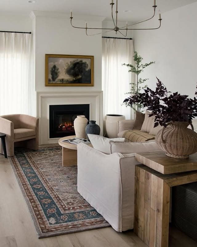 6. Refined Classic with Cream and Dusty Blue - small living room ideas