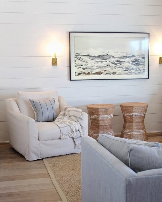 10. Coastal Calm with White and Driftwood Tones - small living room ideas