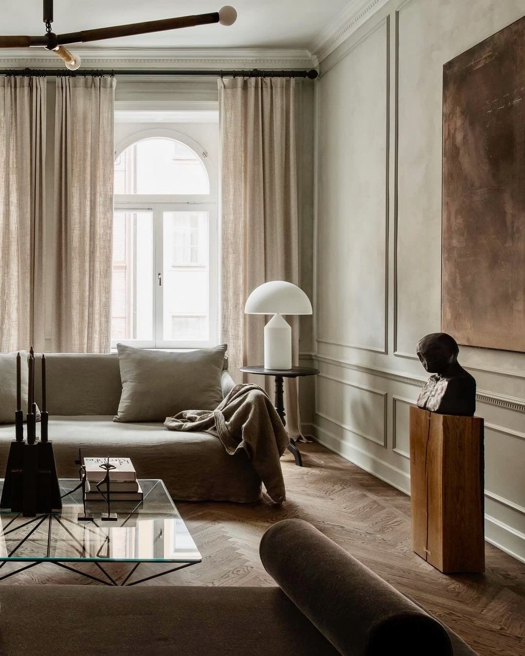 16. Sculptural Elegance in Mocha and Ivory - small living room ideas