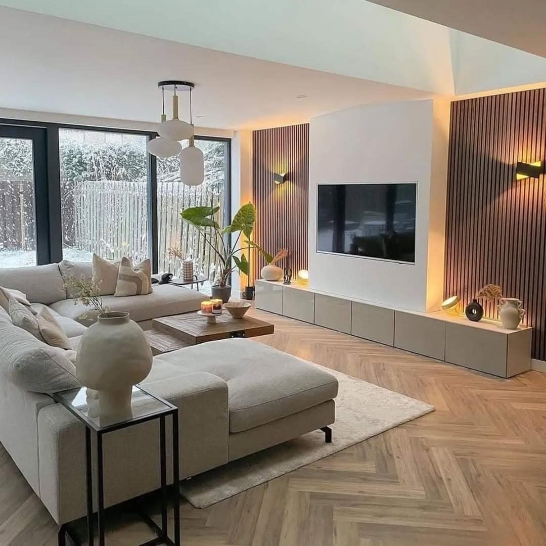 5. Scandinavian Luxe with Soft Geometry - aesthetic living room ideas