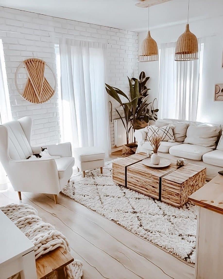 11. Scandinavian Whitespace with Natural Accents - aesthetic living room ideas