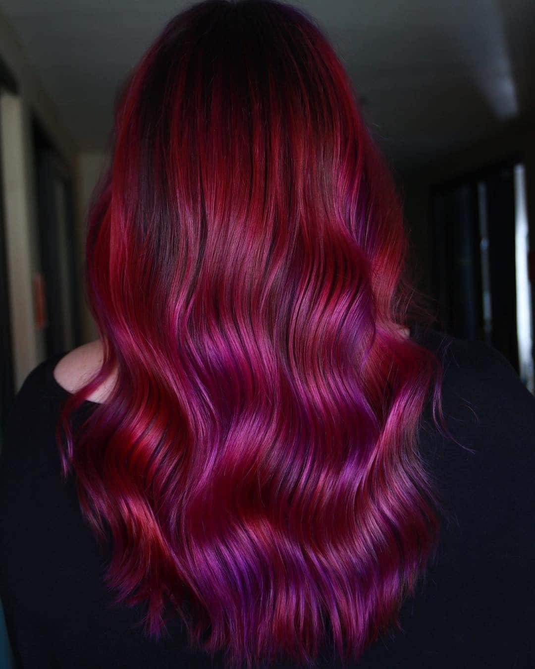 4. Violet-Infused Magenta Waves - Dark Pink Hair Color