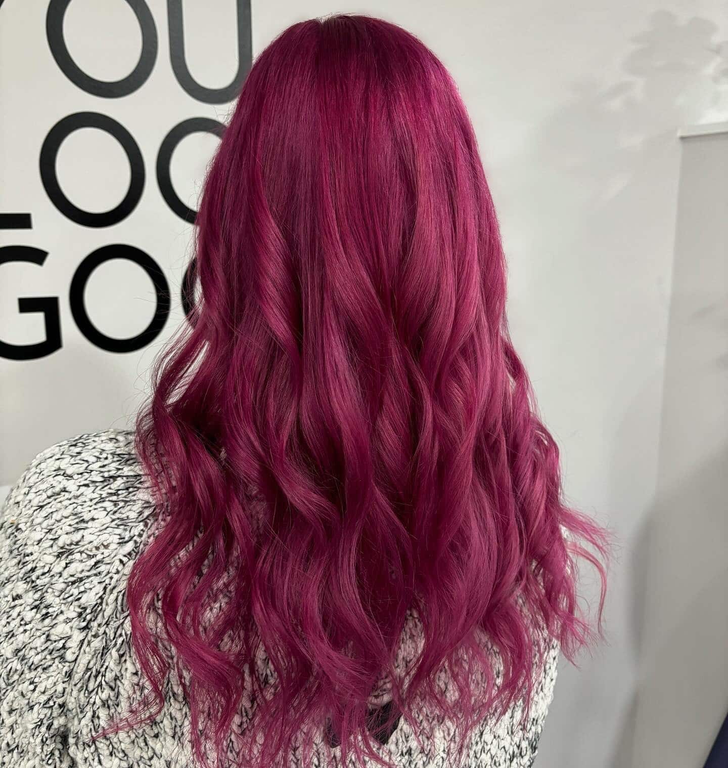 10. Refined Raspberry Waves with Layered Flow - Dark Pink Hair Color