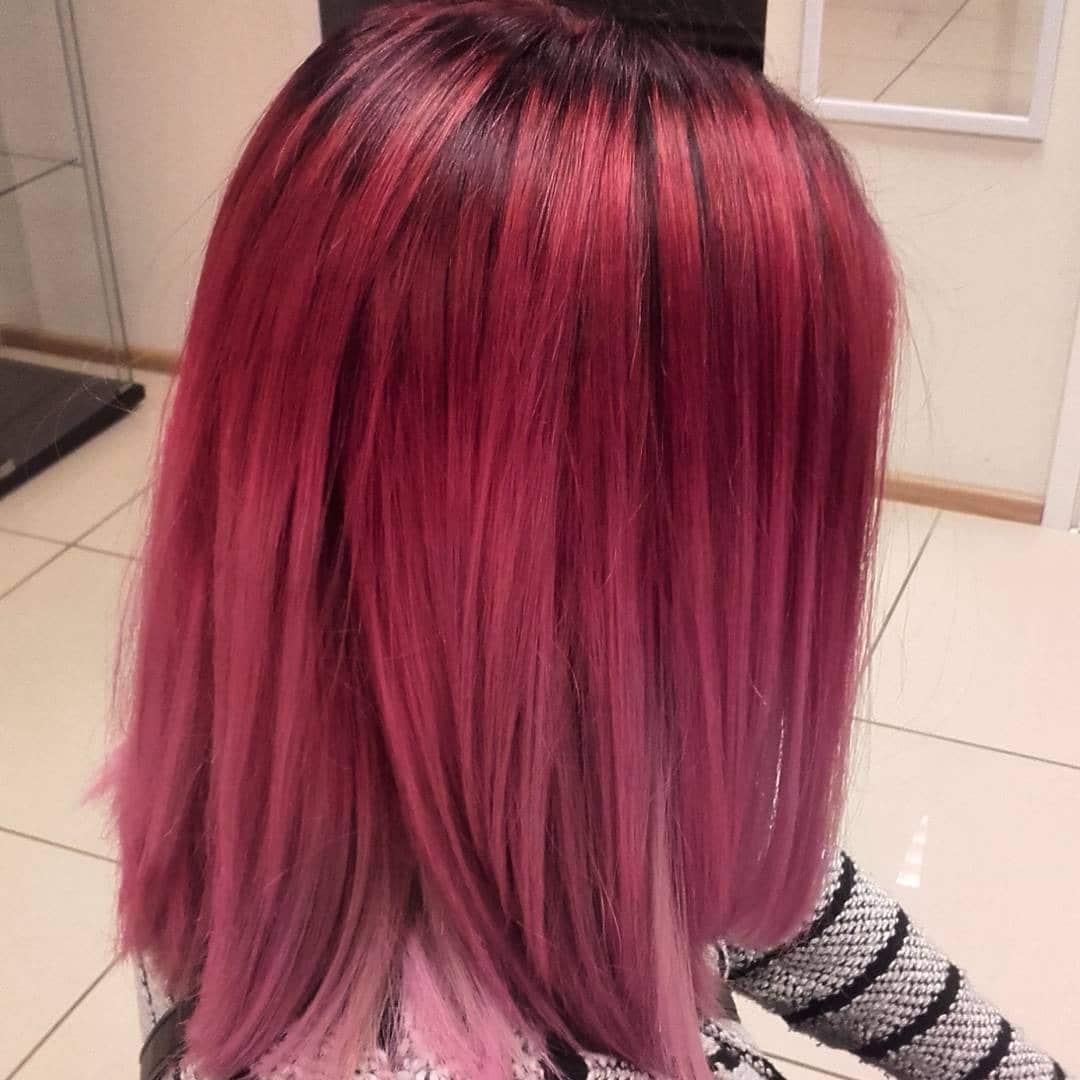 15. Rooted Mauve Ombre with Satin Softness - Dark Pink Hair Color