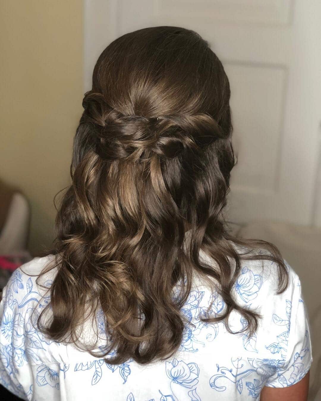 3. Braided Crown Half Up – Glossy Espresso Brown - Half Up Half Down Hairstyles