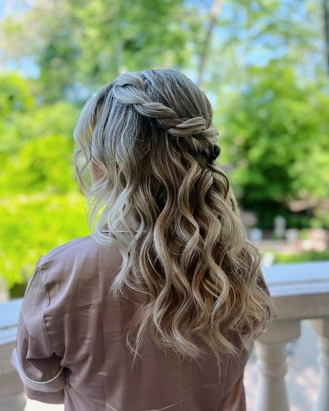 11. Twisted Half Up with Loose Waves – Creamy Blonde Balayage - Half Up Half Down Hairstyles