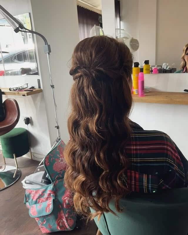 20. Soft Twist Half Up with Natural Waves – Chestnut Brown Gloss - Half Up Half Down Hairstyles