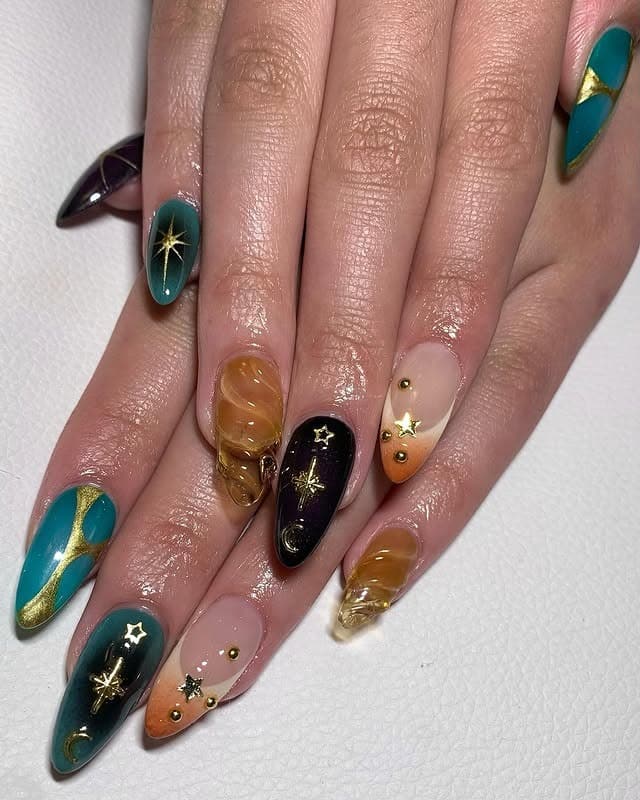 3. Celestial Glow Mix - edgy nail ideas