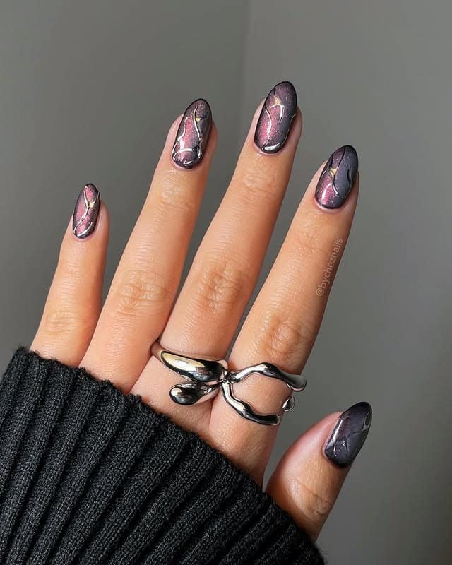 13. Molten Berry Metallics - edgy nail ideas