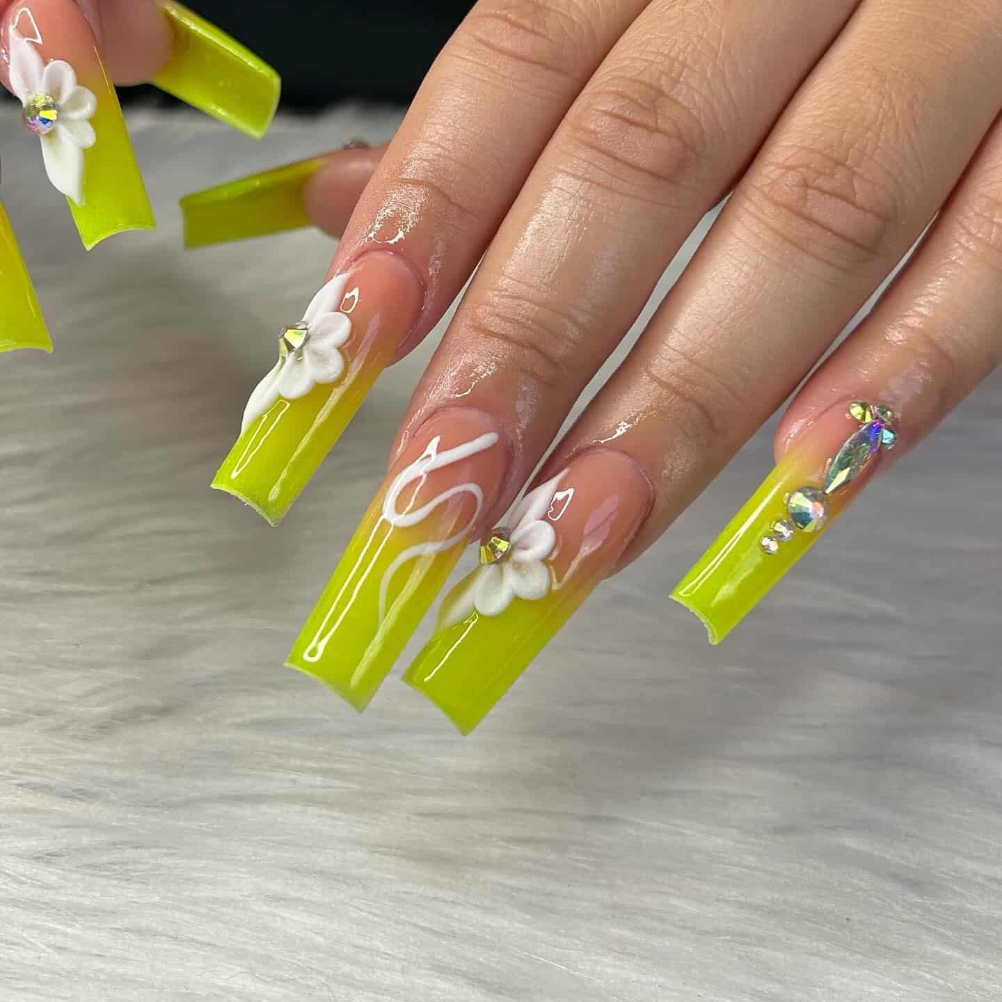 5. Neon Garden Glow - exotic nail ideas